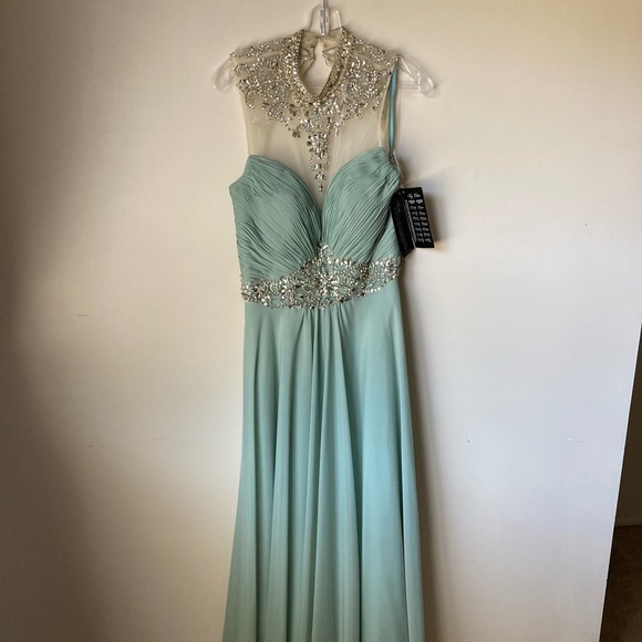 Metallic Sage Prom Dress - Picture 7 of 8